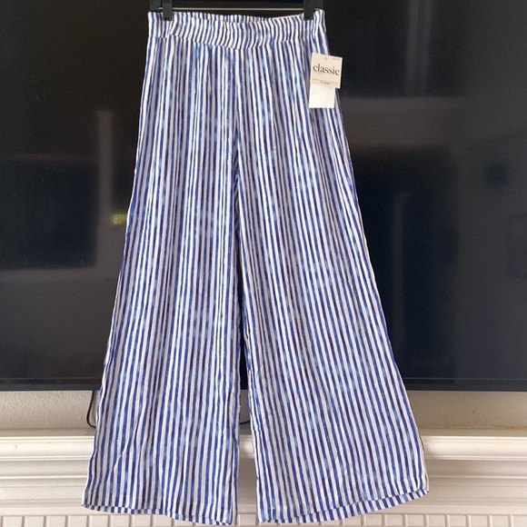 STRIPED WIDE LEG LIGHT PANTS - Picture 1 of 9